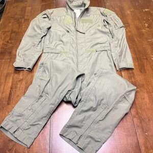 Vintage 1996 US‎ Military CWU-27|PNomex Flight Suit Coveralls SageGreen 42 Long